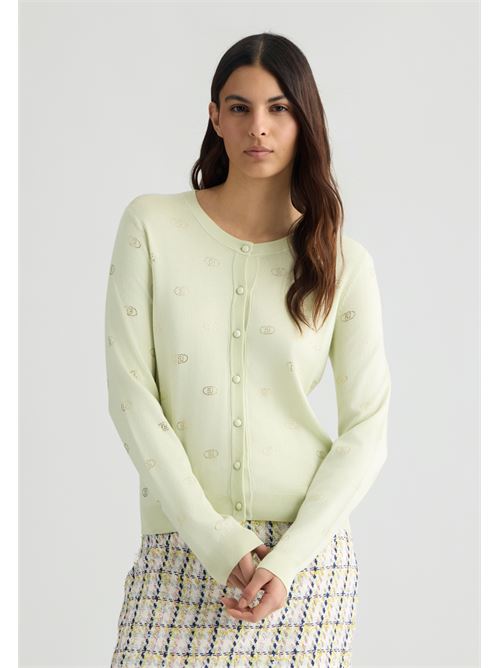 Cardigan con logo e strass Liu Jo | WA5053 MS49I.30212